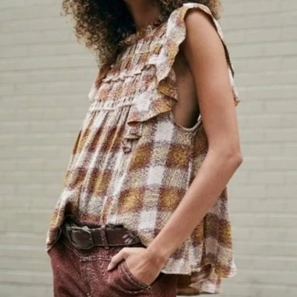 FREE PEOPLE Women's Not Your Average‎ Girl, Plaid Top, Medium, NWT